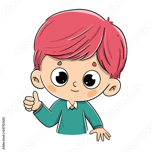 Niño pelirrojo  diciendo ok con el pulgar