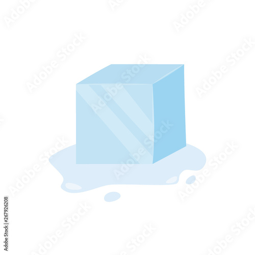 Ice cubes. Cold transparent frozen block. Vector stock illustration