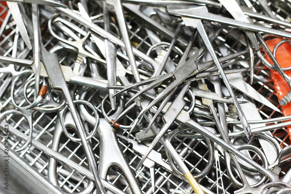 Close up of medical surgical instruments background Close up of medical surgical instruments background