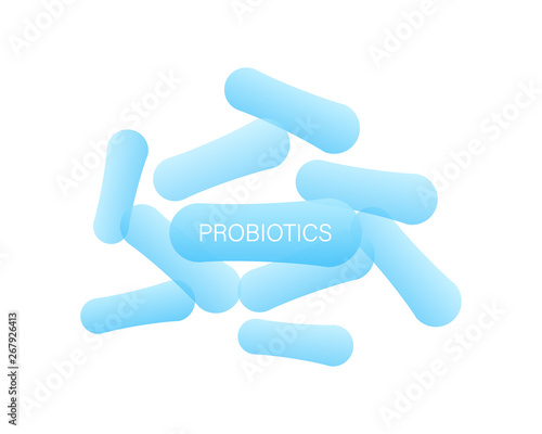 Probiotics Bacteria. Biology, Science background. Vector stock illustration.