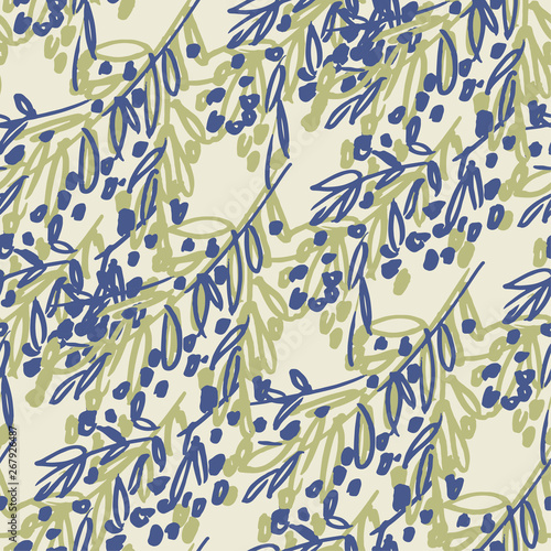 Olive tree branches hand dr...