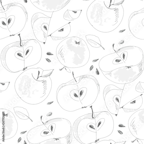 Apple slices hand drawn out...