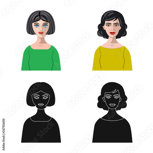 Vector illustration of hairstyle and profession  logo. Set of hairstyle and character  stock vector illustration.