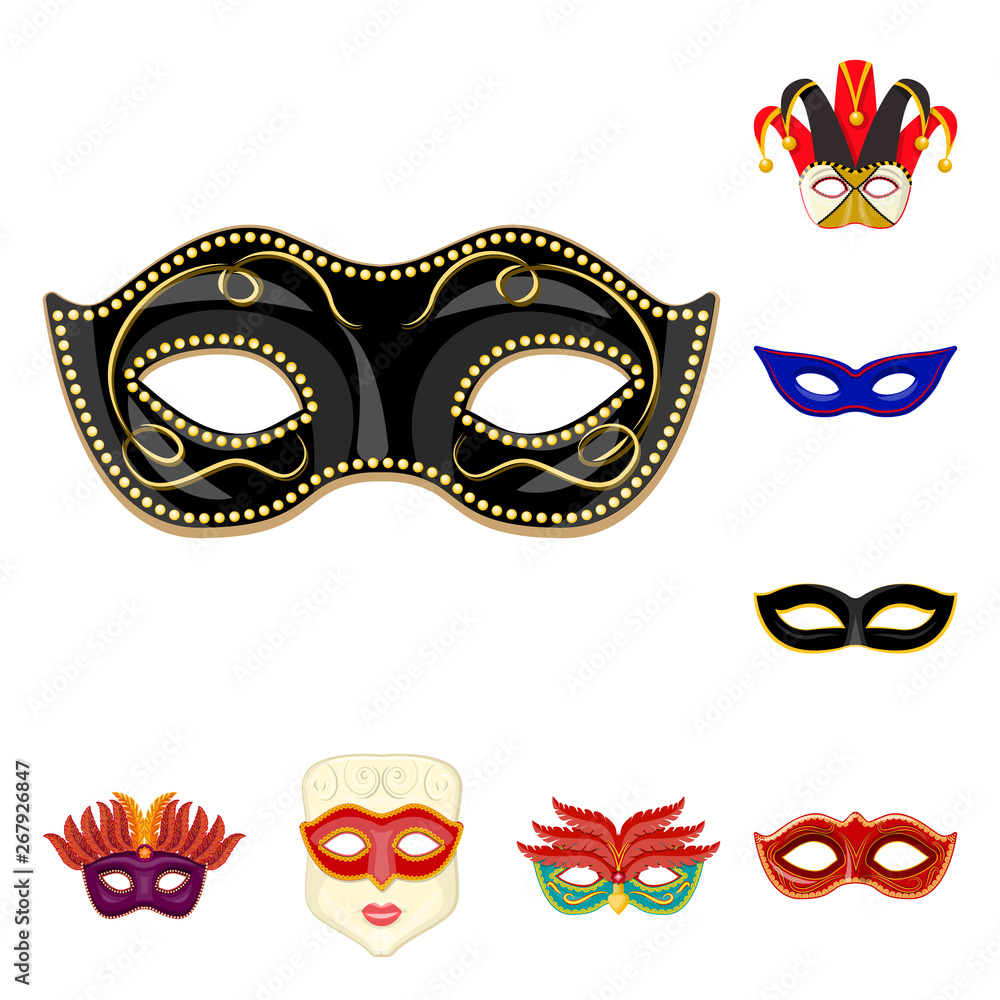 Vector illustration of carnival and theatrical symbol. Collection of carnival and mystery stock symbol for web. Vector illustration of carnival and theatrical symbol. Collection of carnival and mystery stock symbol for web.