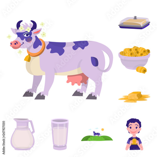 Vector illustration of food and dairy icon. Collection of food and cholesterol stock vector illustration.