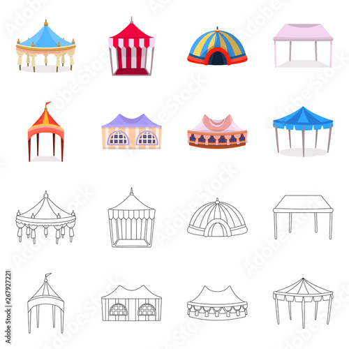 Vector design of roof and folding logo. Collection of roof and architecture vector icon for stock.