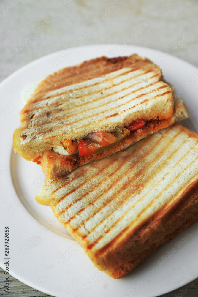 Grilled cheese sandwich for breakfast.