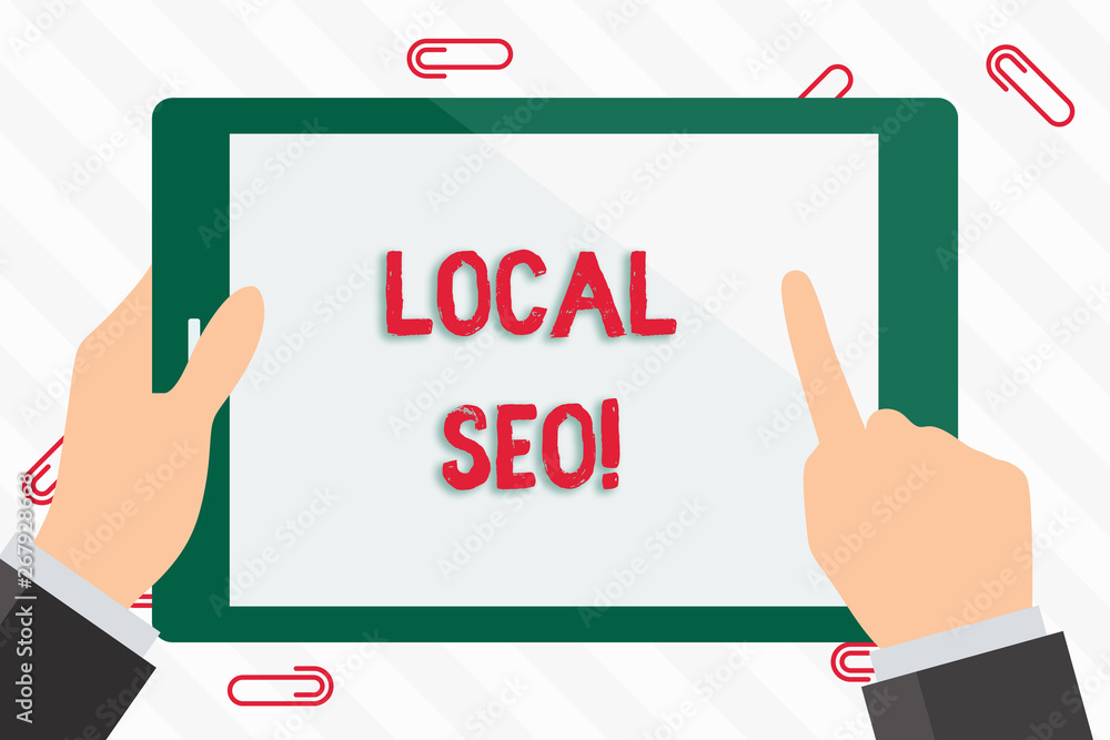 Text sign showing Local Seo. Business photo showcasing incredibly effective way to market your near business online Businessman Hand Holding, Pointing and Touching Colorful Tablet Blank Screen Text sign showing Local Seo. Business photo showcasing incredibly effective way to market your near business online Businessman Hand Holding, Pointing and Touching Colorful Tablet Blank Screen