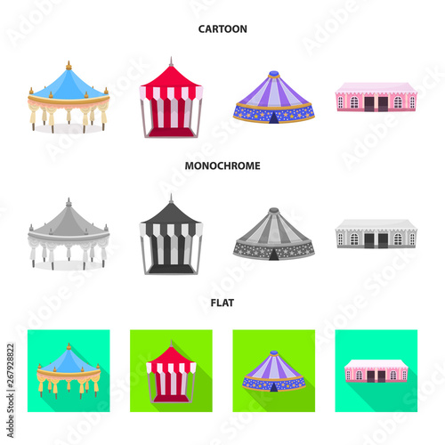 Vector illustration of roof and folding sign. Collection of roof and architecture vector icon for stock.