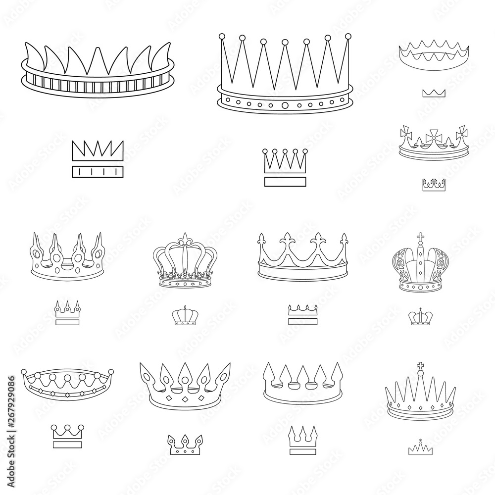 Vector illustration of queen and heraldic logo. Collection of queen and vip vector icon for stock. Vector illustration of queen and heraldic logo. Collection of queen and vip vector icon for stock.