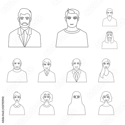 Vector illustration of character  and avatar symbol. Collection of character  and person vector icon for stock.