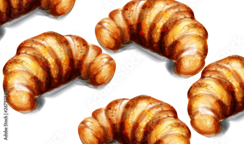 Croissant Vector watercolor breakfast template menu posters
