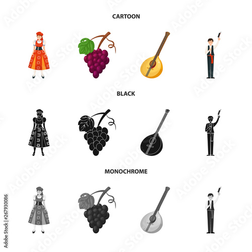 Vector illustration of  and historic sign. Set of  and country vector icon for stock.