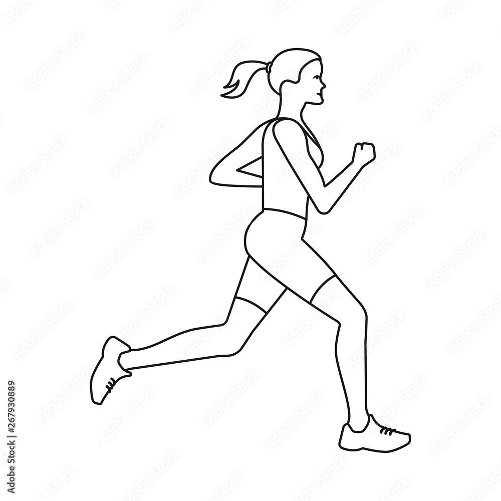 Vector design of exercise and sprinter  sign. Set of exercise and marathon vector icon for stock.