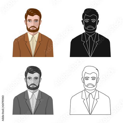 Isolated object of hairstyle and profession  logo. Collection of hairstyle and character  stock symbol for web.