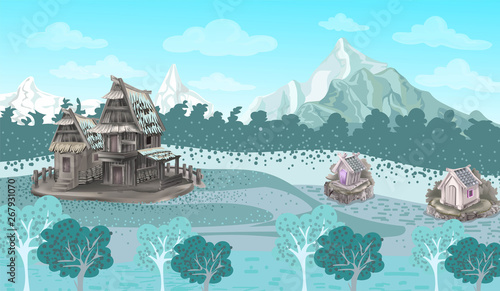 Country landscape vector illustration
