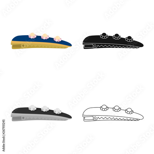 Vector design of hairgrip and shape icon. Collection of hairgrip and hairdo stock vector illustration.