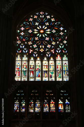 stained-glass window in the saint-gatien cathedral in tours (france) 