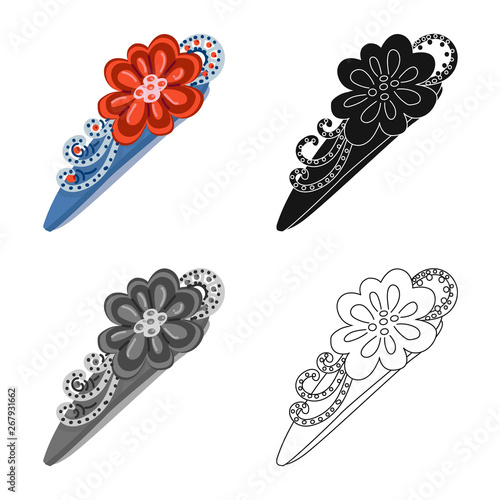 Isolated object of hairgrip and clip sign. Collection of hairgrip and salon stock symbol for web.