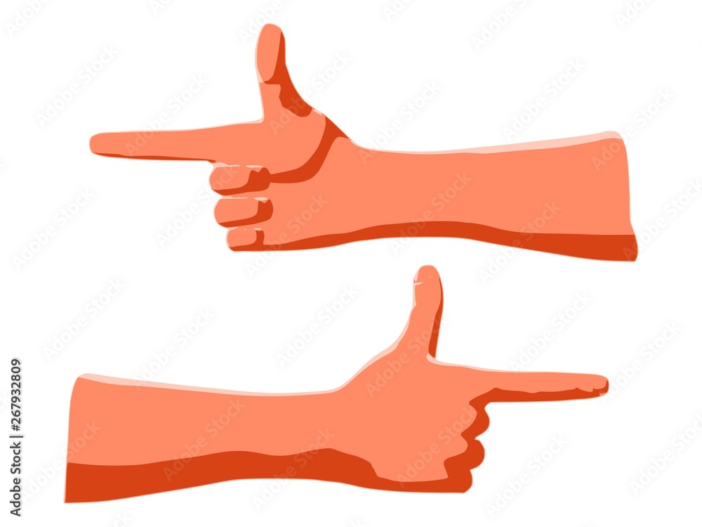 Gesture by index finger and thumb for communication to show direction