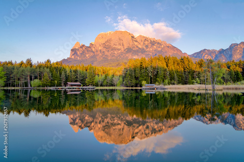 Reflection on the pond of fie, mountain in lake
