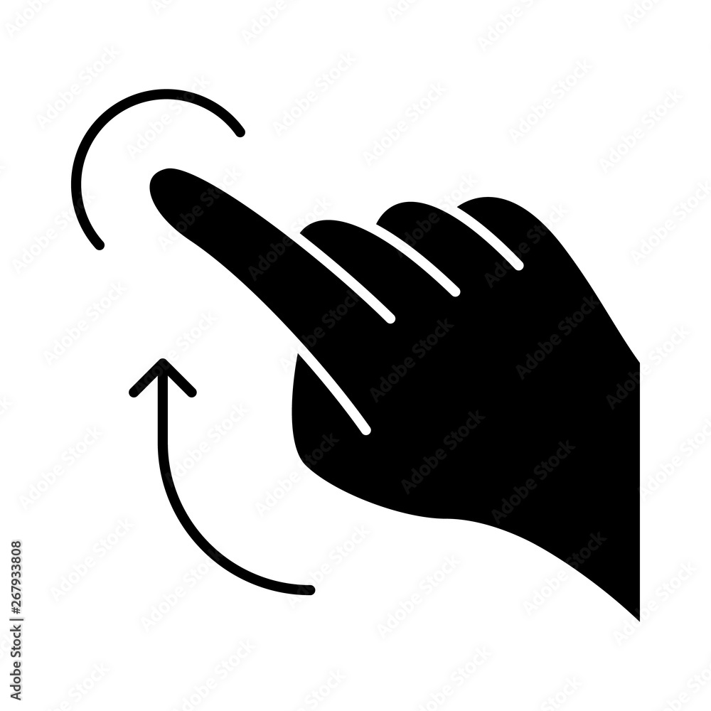Obraz premium Flick up gesture glyph icon