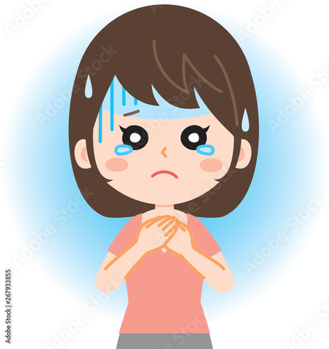 Young woman holding a chest