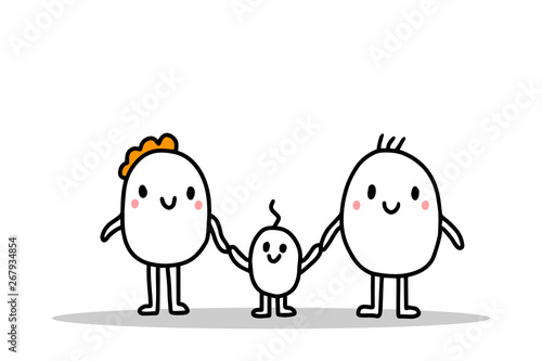 Type of family. Mother father kid. Vector illustration. Cartoon minimalism style