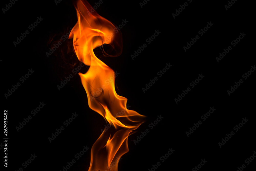 Fire flames on a black Fire flames on a black