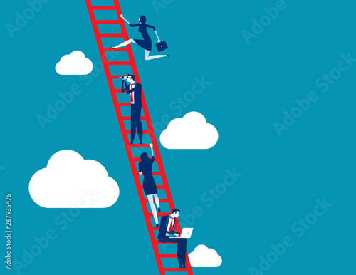 Business process and teamwork. Concept business vector illustration, Ladder, Achievement, Aspirations, Growth. photo