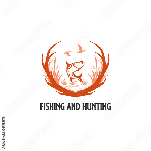 Hunter Club Abstract Vintage Label or Logo Template with Antlers, Textures and Retro Typography. Also Good for Posters, Flayers, T-shirt Prints, etc