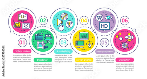 Video production process vector infographic template