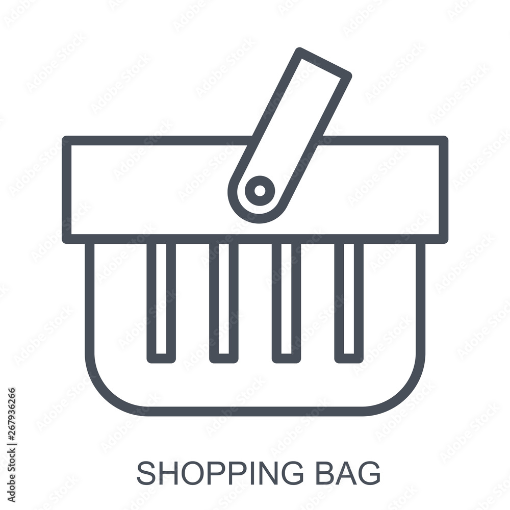Shopping bag icon. On line shopping. Flat vector outline Shopping bag icon. On line shopping. Flat vector outline
