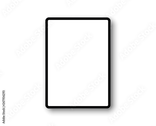 Device ipad pro with 11 inch display. Template frame with shadow. Tablet pc, mobile device. Multi-touch gadget. Template for design and presentation. Vector ipad illustration