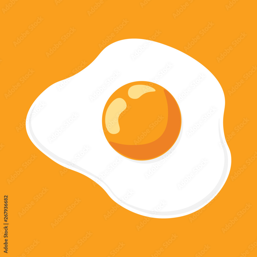 Fried egg on yellow background, vector illustration. Fried egg on yellow background, vector illustration.