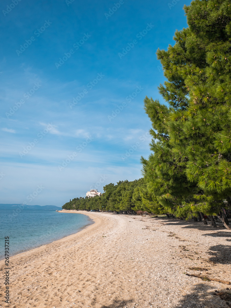 Empty scenic pebble beach in Tucepi Empty scenic pebble beach in Tucepi