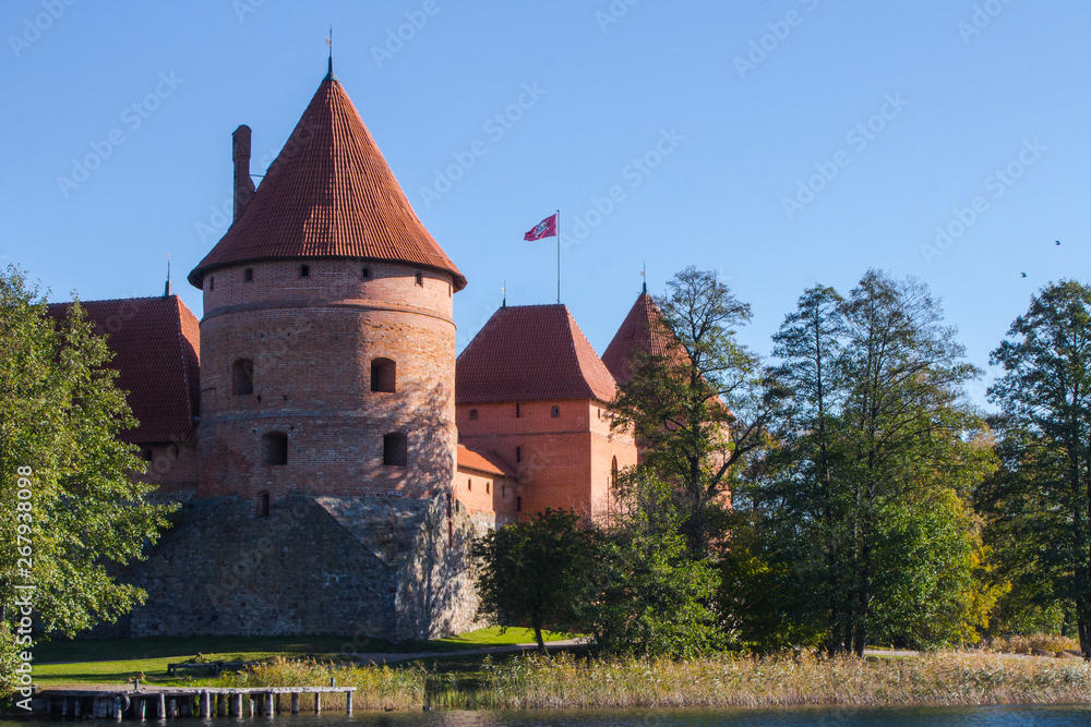 Trakai Castle on the island in the middle of the lake. Lithuania