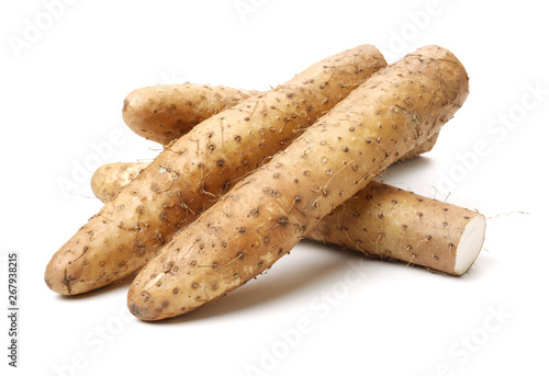 Chinese yam on white background 