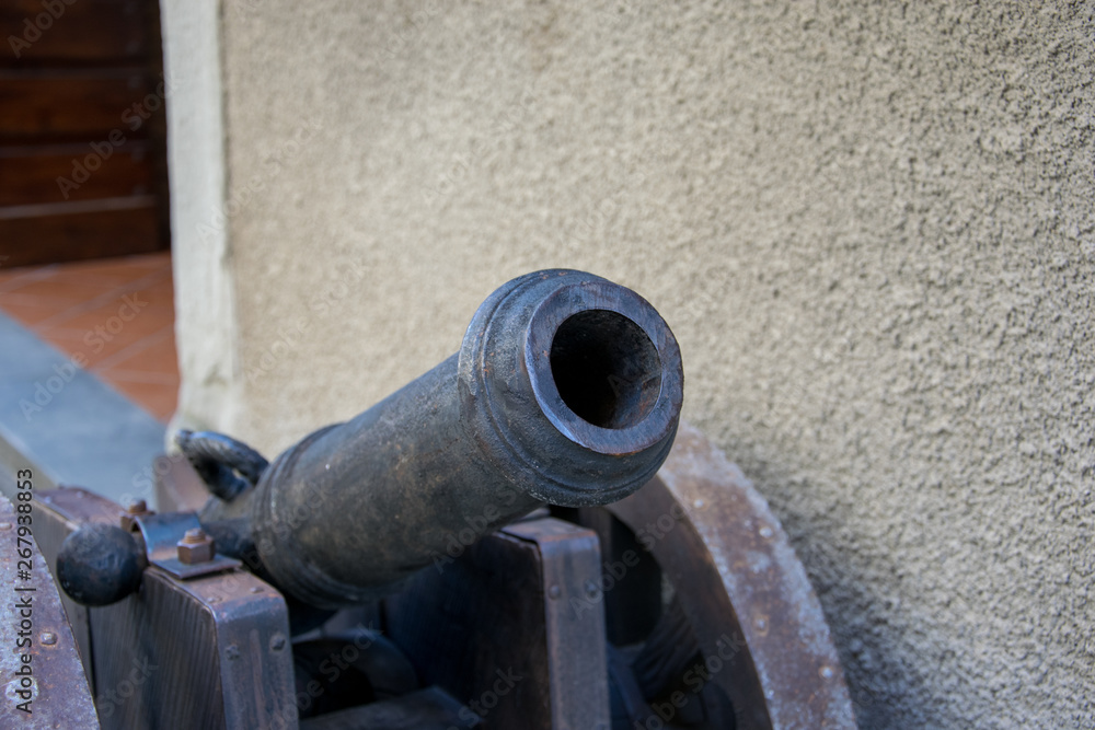 Ancient historical cannon with detail of the muzzle Ancient historical cannon with detail of the muzzle