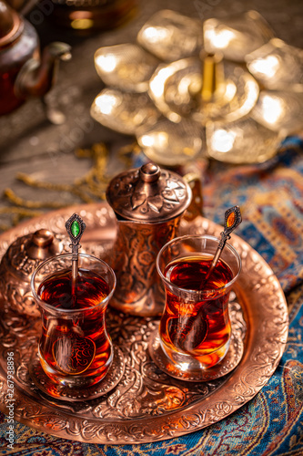 Turkish tea in traditional glasses