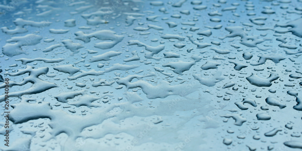 water drops on smooth surface in perspective, macro water drops on smooth surface in perspective, macro