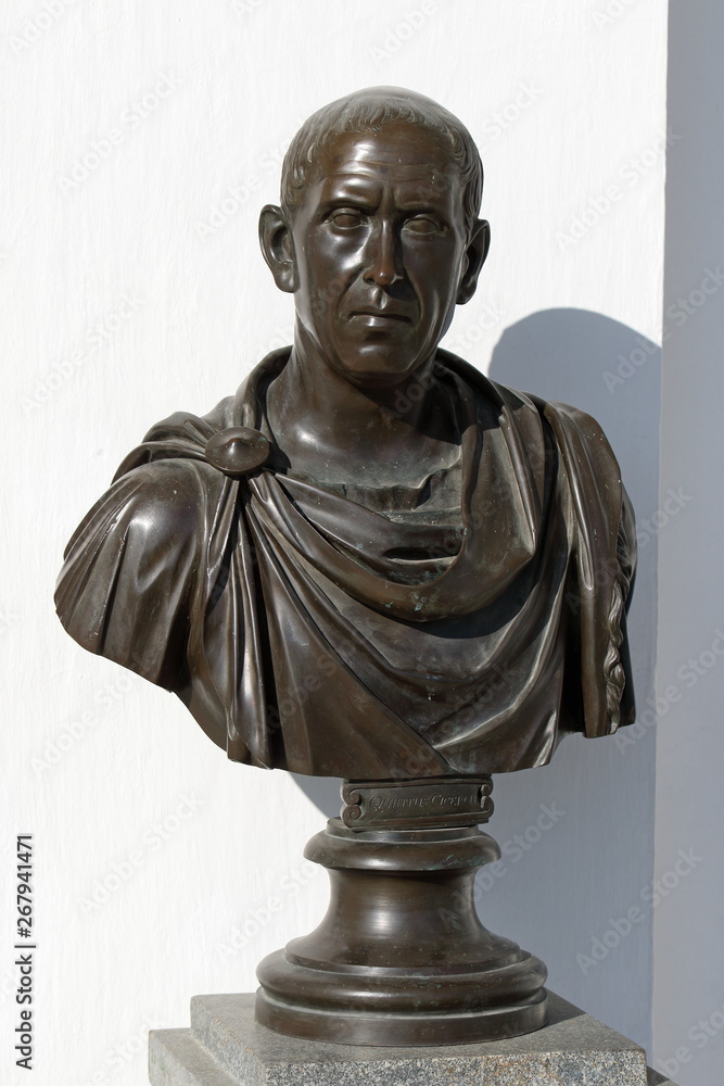 Sculpture of the outstanding figure of the Roman Empire Quintus Tullius Cicero in the Park of Tsarskoye Selo near St. Petersburg