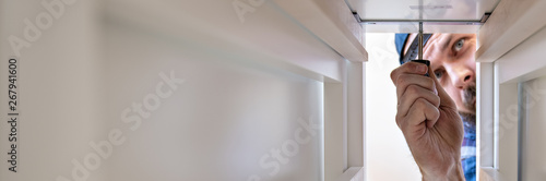 The buyer collects ready-to-assemble folding table. Ready-to-assemble furniture