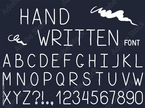 Set of vector line simple font and alphabet. Universal handwritten style font for your design logo, poster, invitation or clothing.