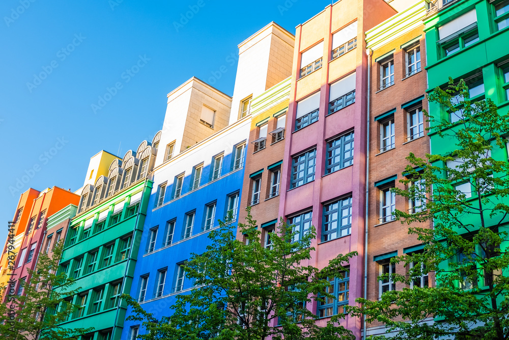 Modern Buildings on a Colorful Street in Berlin