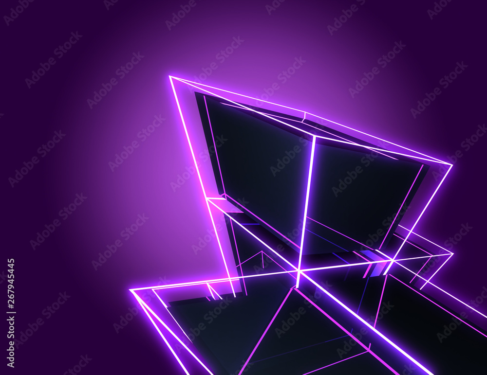 3D abstract cubes background with neon lights . 3d illustration3 3D abstract cubes background with neon lights . 3d illustration3