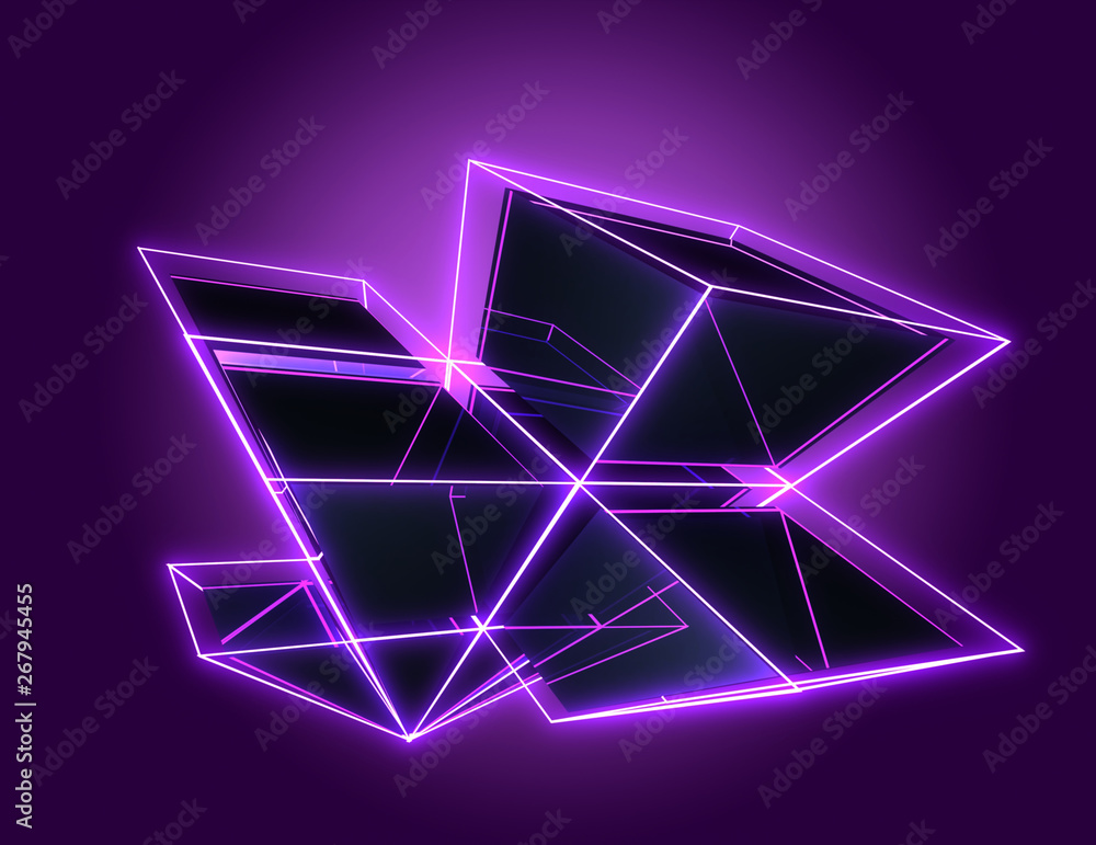 3D abstract cubes background with neon lights . 3d illustration3 3D abstract cubes background with neon lights . 3d illustration3
