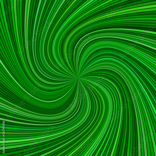 Green psychedelic abstract vortex background - vector design with striped rays