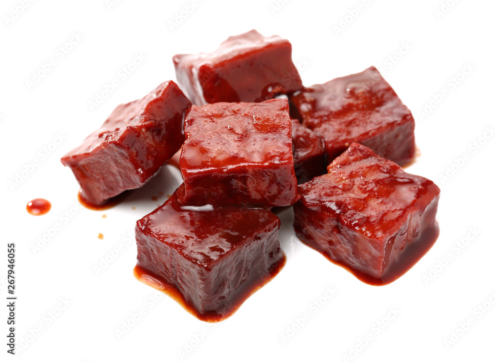 Fototapeta premium Chinese Fermented Bean Curd (Fu Ru) on white background