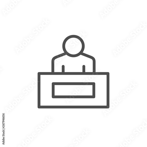 Reception desk line outline icon